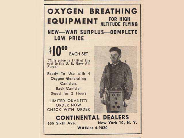 pilots oxygen breathing equipment